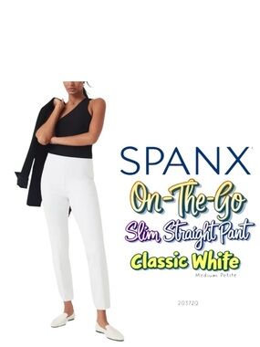 Spanx On-The-Go Slim Straight Pant Classic White Medium Petite 20372Q